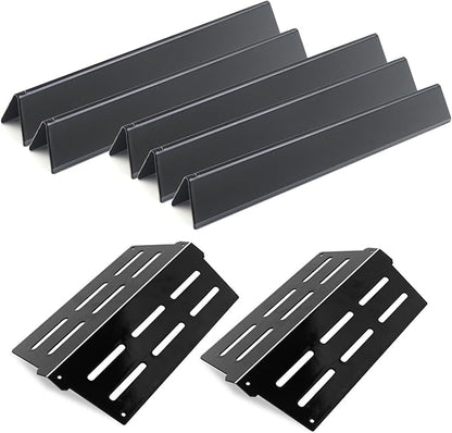 17.5"Flavorizer Bars and 13.26" Heat Deflectors for Weber Genesis 300 Series Grills with Front Control Knob, Genesis S310 S320 S330 E310 E320 E330,for Weber 7620 7621 (7620*5+7622*2, Porcelain Steel)