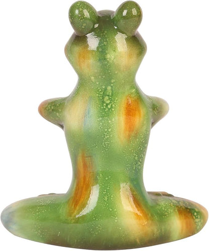 Topadorn Ceramic Yoga Frog Statue, Frog Sitting Sculptures for Office, Garden Decorative Ornaments