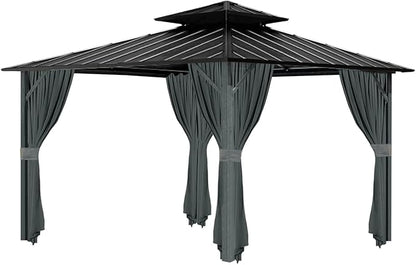 Gazebo Universal Replacement Privacy Curtain, 10'X10' Gazebo Curtain Outdoor Waterproof, 4-Panels Sidewall Curtains with Zipper for Patio, Garden and Backyard (Only Curtains, 10'x10', Grey)