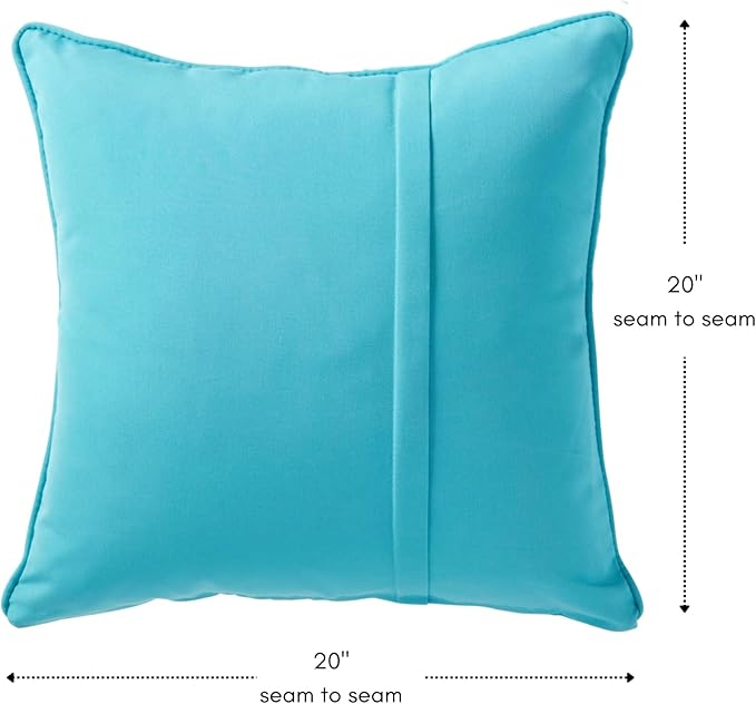 Greendale Home Fashions Sunbrella 20" Square Outdoor Throw Pillow with Removable Cover (Set of 2), Canvas Aruba 2 Count