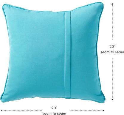 Greendale Home Fashions Sunbrella 20" Square Outdoor Throw Pillow with Removable Cover (Set of 2), Canvas Aruba 2 Count