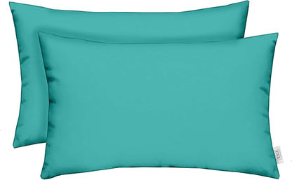 RSH DECOR: Sunbrella Lumbar Throw Pillows Set of 2 | 20" x 12" | Water and Fade-Resistant Performance Fabric | Outdoor Pillow Covers with Down-Alternative Inserts | Canvas Aruba