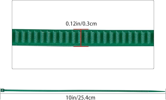 10 inch 3mm Dark Green Nylon Garden Cable Zip Ties Self Locking Cable Ties Twist Ties, Multi-Purpose Cable Tie(100 Pcs)