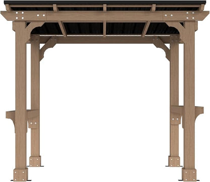 8 x 5 FT Wooden Grill Gazebo with Sloping Metal roof, 2 Full Size Grills, BBQ Canopy for Outdoor Patio, Lawn, Garden, Light Mocha Brown