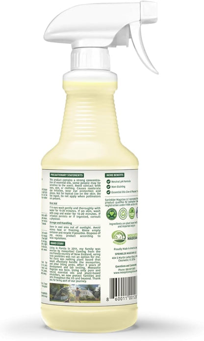 Mosquito Magician Indoor and Outdoor Spray - Use for Carpet, Furniture, Bedding, Couches & Pets – Plant-Sourced with Essential Oil - Lemongrass, 16 OZ