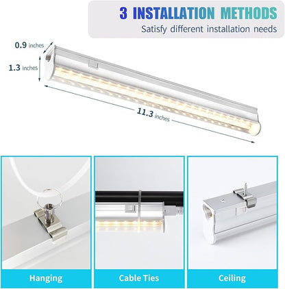 1FT Indoor Plant Grow Light, Full Spectrum Sunlight, T5 Grow Lamp with Side Switch, LED Grow Light Bulb, Plug and Play, Easy Installation, Suitable for Greenhouse Seedlings, 4 Pack