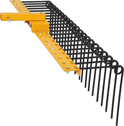 48 Inch Durable Pine Straw Rake Powder Coated Steel Landscape Rake Fits 2" Receiver for Lawn Tractors or ATV/UTV, Orange