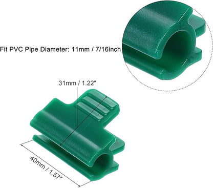 uxcell Greenhouse Clamps for 7/16inch PVC Pipe, 20pcs Greenhouse Film Clamps Shading Net Rod Clip Garden Hoops for Row Cover, Greenhouse Plastic Sheeting(Dark Green)
