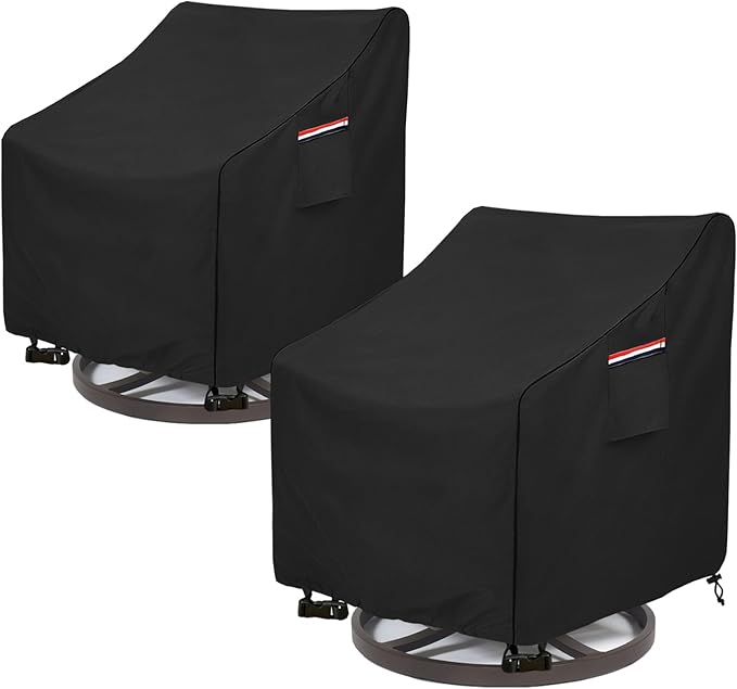 Okcool Outdoor Swivel Chair Cover 2 Pack,Outdoor Furniture Patio Chair Covers Waterproof Clearance,(27.5"W x 32.5"D x 39"H) Outdoor Lawn Patio Furniture Covers,Black