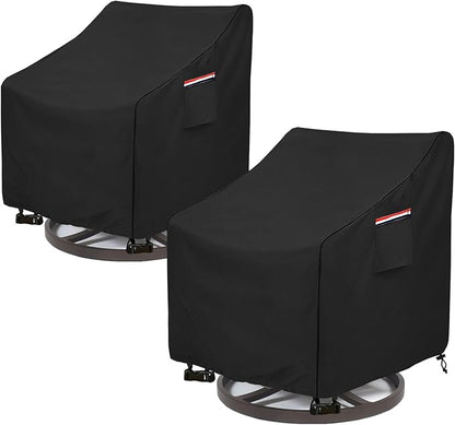 Okcool Outdoor Swivel Chair Cover 2 Pack,Outdoor Furniture Patio Chair Covers Waterproof Clearance,(27.5"W x 32.5"D x 39"H) Outdoor Lawn Patio Furniture Covers,Black