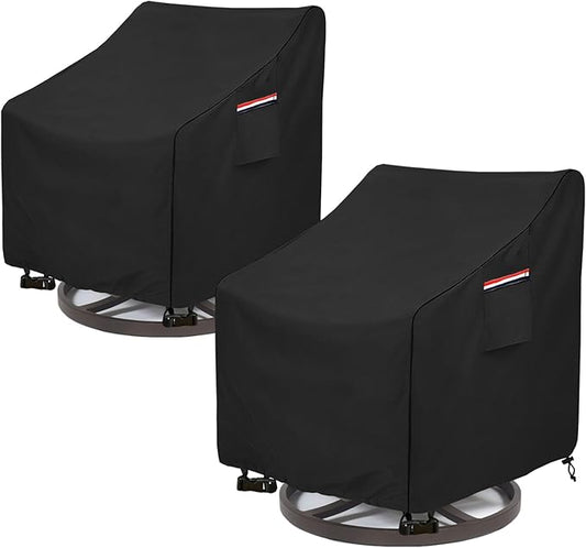 Okcool Outdoor Swivel Chair Cover 2 Pack,Outdoor Furniture Patio Chair Covers Waterproof Clearance,(27.5"W x 32.5"D x 39"H) Outdoor Lawn Patio Furniture Covers,Black