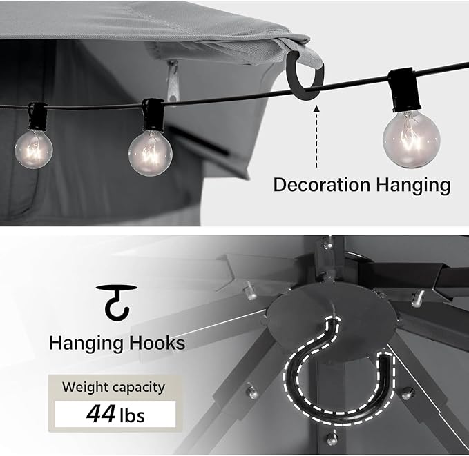 LAUSAINT HOME Outdoor Patio Gazebo 10'x13' with Expansion Bolts, Heavy Duty Party Tent & Shelter with Double Roofs, Mosquito Nettings and Privacy Screens for Backyard, Garden, Lawn, Smoke Grey