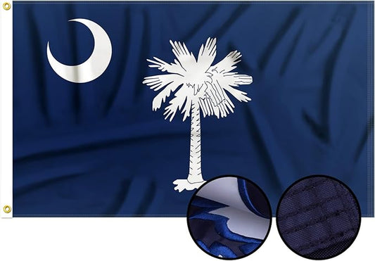 FLAGWIN South Carolina Flag 3x5 FT - Embroidered Polyester South Carolina State Flags with Brass Grommets - Vivid Color and Fade Proof State of SC Flag 3x5 Outdoor