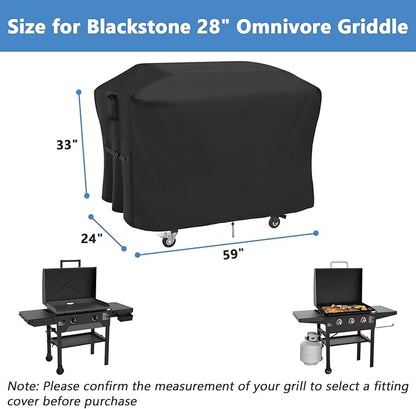 Grill Cover for Blackstone 28 Inch Model 2080 2207 2287 2351 2357 2366 2416 Omnivore Griddle, Outdoor Waterproof Weather Resistant BBQ Griddle Cover - 59 x 24 x 33 Inch