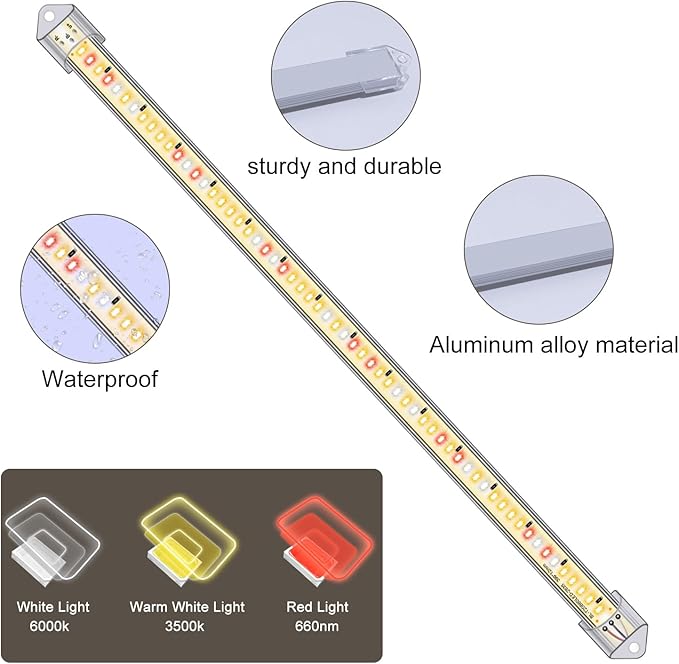 16" Plant Grow Light Strips, 120 LEDs Grow Lights for Indoor Plants Full Spectrum with 3/9/12H Timer & 10 Dimmable Levels, Sunlight Plant Growing lamp for Seeding 2 Heads(No Adapter)