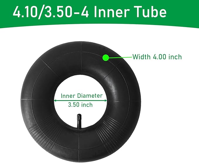 2-Pcs 4.10/3.50-4 Inner Tube 4.10-4 3.50-4 Heavy Duty Replacement Tube Straight Valve Stem for Wheelbarrows/Mowers/Hand Trucks and More