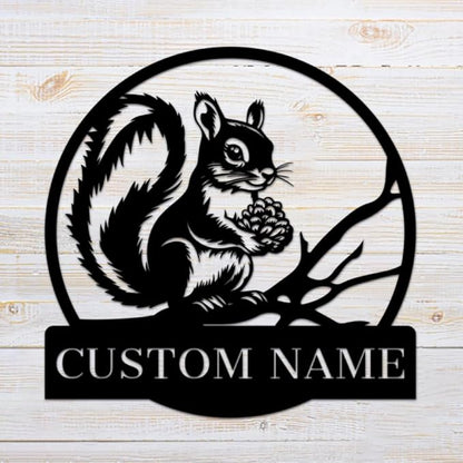 Personalized Squirrel Metal Wall Art,Custom Squirrel Metal Name Sign,Home Decor,Garden Decoration,Squirrel Lover Gift,Housewarming Gift squirrel
