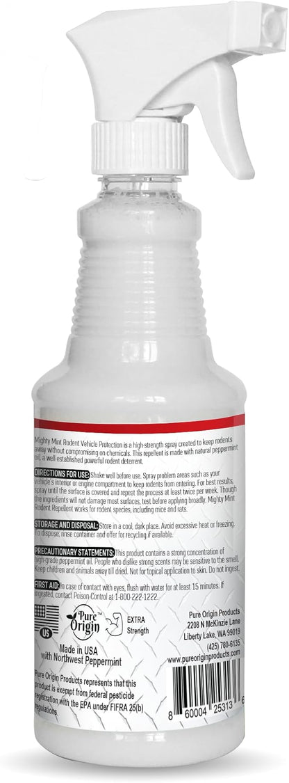 Mighty Mint Peppermint Oil Rodent Repellent Spray for Vehicles – Natural Mouse & Rat Control for Car Engines, RVs, Trucks & Boats – Plant-Based, Extra-Strong Formula – 16 oz