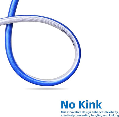 Solution4Patio Blue Garden Hose 3/4 in. x 50 ft. -Heavy Duty Durable Flexible Lightweight Water Pipe -Brass Aluminum Ends for Household & Commercial -Kink Free, No Leaking, Male/Female Fittings