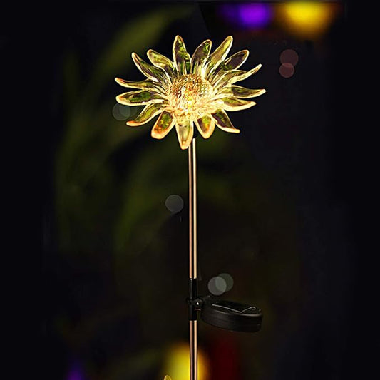 CANDLE CHOICE Solar Powered Landscape LED Lights Outdoor Waterproof Color Changing Garden Figurine Stake Lights for Outside Yard Lawn Flower Beds Plant Path Christmas Decorations 2 Pack Sunflower