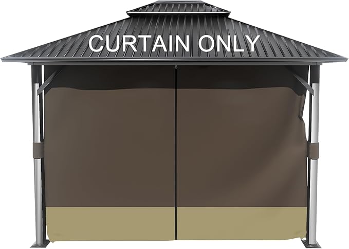 BPS 12' x 16' Gazebo Curtain Privacy 4-Panel Sidewall Outdoor Replacement Shade (Only Curtain)