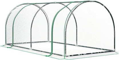 Outsunny 7' x 3' x 2.5' Mini Greenhouse, Portable Tunnel Green House with Roll-Up Zippered Door, UV Waterproof Cover, Steel Frame, Clear