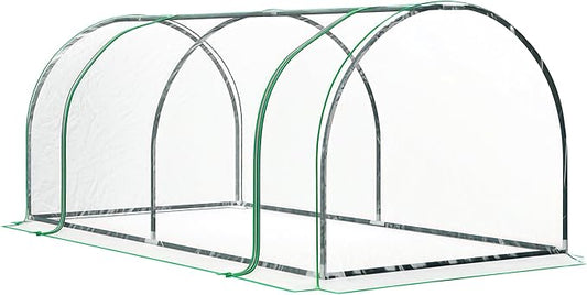 Outsunny 7' x 3' x 2.5' Mini Greenhouse, Portable Tunnel Green House with Roll-Up Zippered Door, UV Waterproof Cover, Steel Frame, Clear