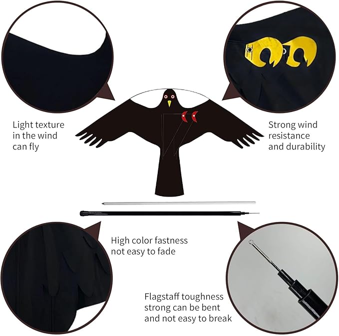 eyijklzo Bird Scarer Flying Kite Crops Farm Flying Bird Hawk Flying Kite