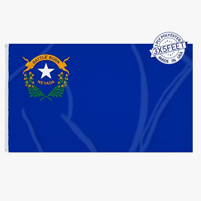AMZFLAG Nevada State Flag 3X5 ft Double Sided, Heavy Duty Nevada Flags 3 Ply Polyester NV State of Nevada Flag for Outdoor Thick Material