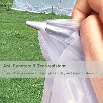 Yowlieu 2 Pcs 6.5'x 9.8' Clear Greenhouse Plastic Sheeting, 6 Mil UV Resistant Polyethylene Greenhouse Film Hoop Green House Plastic Cover for Farms, Agriculture, Garden
