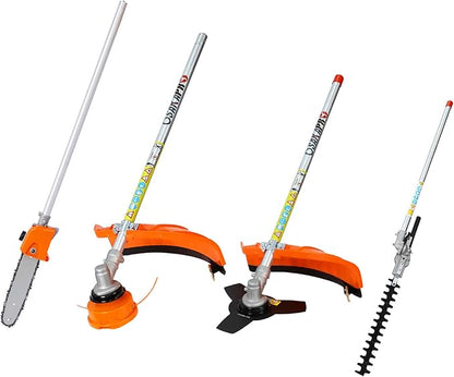 4-in-1 Backpack String Trimmer Weed Eater,52CC 2-Cycle Multi Garden Tools with Gas Pole Saw, Hedge Trimmer, Grass Trimmer and Brush Cutter EPA Compliant, Lawn Mower Weed Wacker Edger for Yard