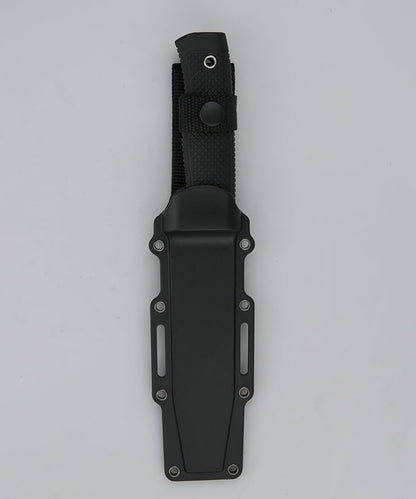 Tactical Fixed Blade Knife, 5.87 inch Blade, 4.65 inch Kray-Ex Handle, Stonewashed 420 Stainless Steel, with Secure-Ex Sheath for Outdoor Camping Hunting Survival (A-Silver)