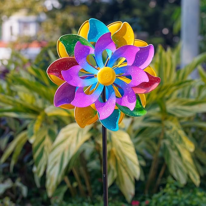 DREAMSOUL 13" Wind Spinners Outdoor, Colorful Wind Spinners Yard Art for Garden Patio Lawn Decor (63 * 13 Inches)