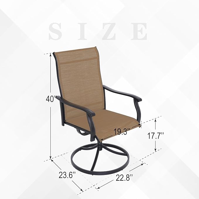 Patio Swivel Dining Chairs Set of 8, Outdoor Metal Chair with Textilene Mesh Fabric Patio Furniture Set Porch Chairs with Metal Rocking Frame for Lawn Garden Backyard