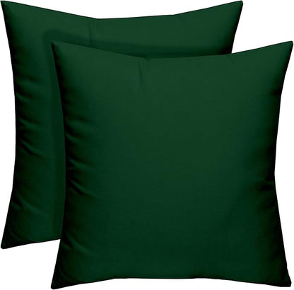 RSH DECOR: Square Throw Pillows Set of 2 | 17” x 17” | All-Weather Spun Fabric | Water and Fade-Resistant | Outdoor Accent Pillows for Patio Furniture | Hunter Green