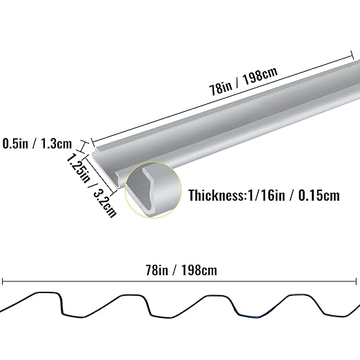 VEVOR Greenhouse Spring Wire and Lock Channel 20 Packs, 6.56 ft PE Coated Aluminum Alloy Bundle Kit, Plastic Poly Film or Shade Cloth Attachment w/Screws, Silver