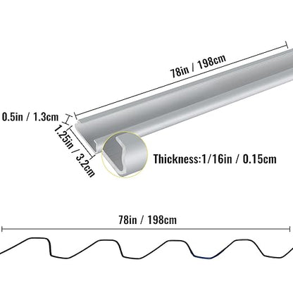 VEVOR Greenhouse Spring Wire and Lock Channel 20 Packs, 6.56 ft PE Coated Aluminum Alloy Bundle Kit, Plastic Poly Film or Shade Cloth Attachment w/Screws, Silver