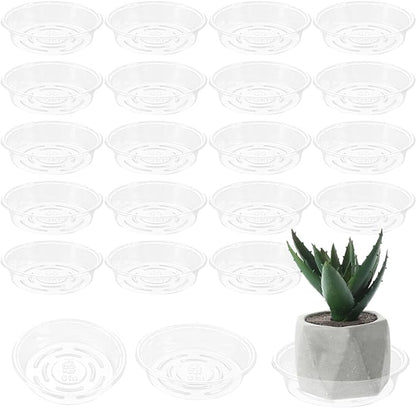 Plant Saucer 20 Pack Plant Trays for Pots 6 Inch Plastic Plant Saucers for Outdoors and Indoors Clear Drip Trays for Potted Plants Flower Pot Plates to Catch Water Plant Drainage Dishes No Holes