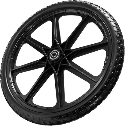 (2 PACK) 20" Flat Free Cart Wheels Compatible with rubbermaid Wheelbarrow Wheels,20x2" Flat Free Tires for Lawn Mower, Garden Cart- 3/4" Bearing,Hub Length 2.5", Black