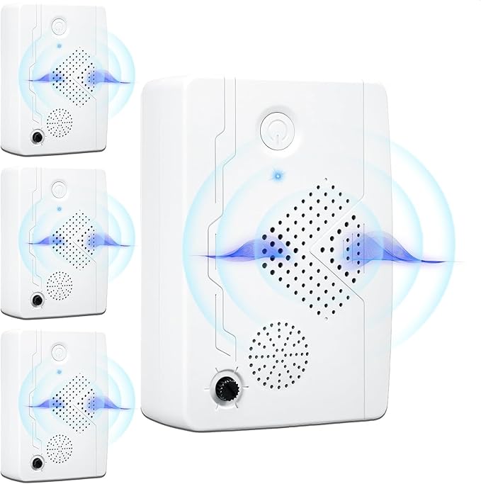 Ultrasonic Bat Devices for Attic: 4PCS Bat Removal Device for Garage, Indoor Outdoor Use - Humane and Effective Rechargeable Bat Deterrent Devices, White