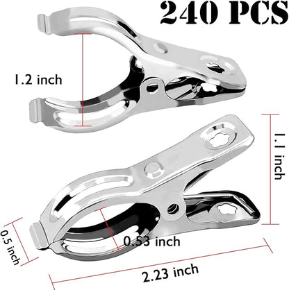 BESTEEL Upgraded 240 PCS Garden Clips, Greenhouse Clamps 100% Stainless Steel Heavy Duty Greenhuose Clips for Netting - Strong Grip to Hold Down Shade Cloth or Plant Cover on Garden Greenhouse Hoops