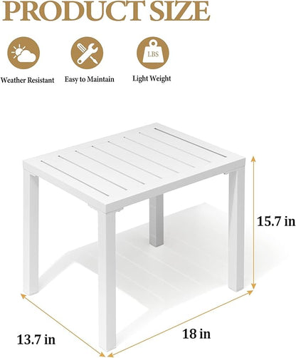 Crestlive Products Outdoor Side Table,Aluminum Rectangular Side/End Table, Small Patio Coffee Bistro Table for Outdoor Indoor