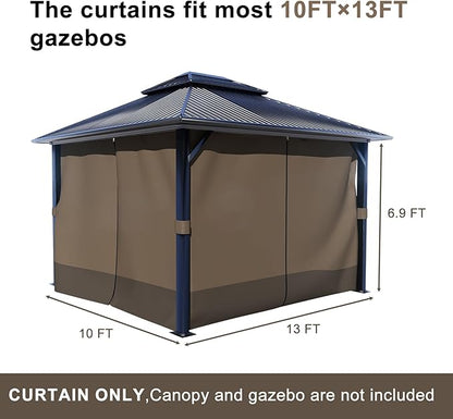 BPS 10' x 13' Gazebo Curtain Privacy 4-Panel Sidewall Outdoor Replacement Shade (Only Curtain)
