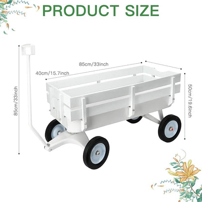 All Terrain Wagon,Heavy Duty 33Inch Sport Cargo Wagon with Removable Wooden Side Panels,Big Tires and Wide Grip Handle,Ideal for Weddings and Flower Girls,White