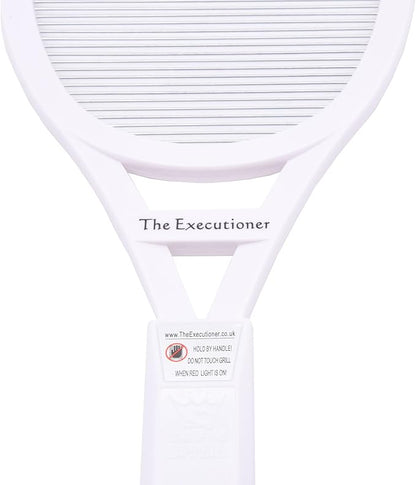 The Executioner Fly Zapper Mosquito, Wasp, Bug, Insect Killer Swatter Electric Fly Zapper Racket Single Layer for Efficient Zapping Indoor Outdoor (White)