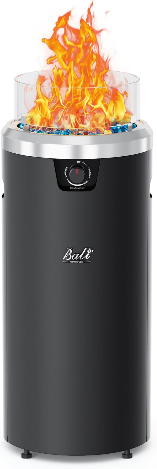 BALI OUTDOORS Propane Fire Pit Black, Column Outdoor Fire Pit Round, Outdoor Firepits for Outside Garden, Patio