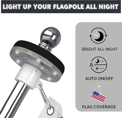 ZMTECH 1PC Flagpole Solar Light, Solar Flag Pole Lights, Outdoor Waterproof LED for 5-10FT Flag Poles, Flag Light Fits 1in Diameter Poles, Auto On/Off & Solar Charging (Black)
