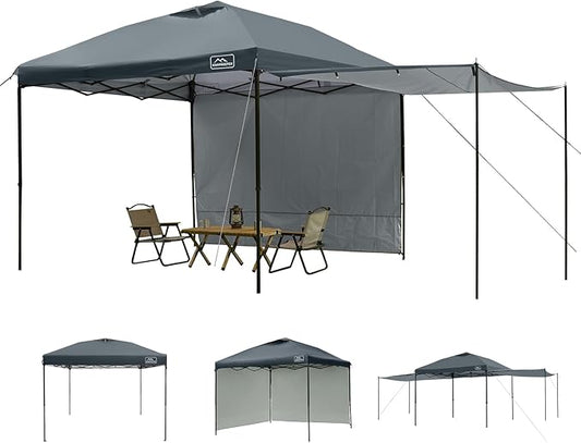 KAMPKEEPER 10x10 Easy Pop Up Canopy Tent with Sidewalls, Instant Outdoor Shade Shelter with Removable 10FT Sun Walls, Quick Setup Waterproof and UV-Resistant for Patio (Dark Gray, 2 sidewall)