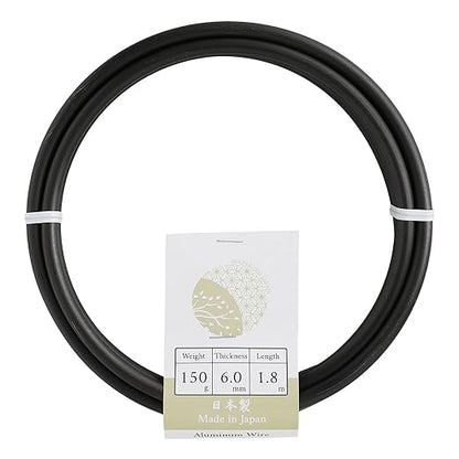 Wazakura 150 gr Black Anodized Aluminum Bonsai Training Wire Made in Japan (6 mm, Black)
