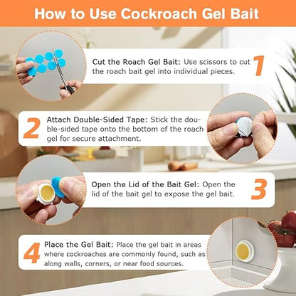 48 Pack Cockroach Gel Bait, Highly Effective Roach Killer Indoor Infestation Solution, Fast Acting Cockroach Killer Indoor Home Kitchen Use, Easy to Apply & No Mess Roach Bait Gel, Long-Lasting
